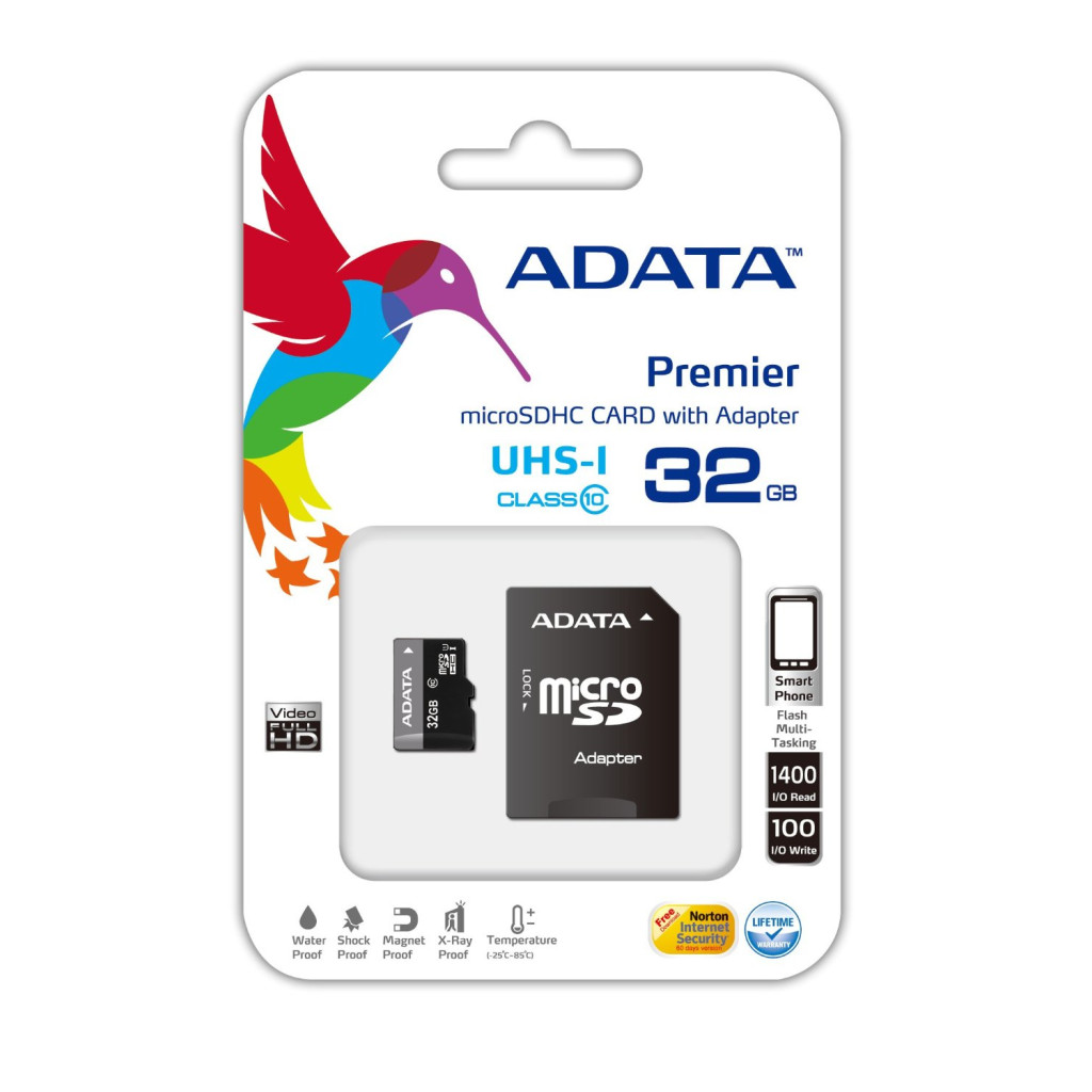 Memoria Micro Sdhc Adata 32 Gb C/Adaptador Cl10 (Ausdh32Guicl10-Ra1)
