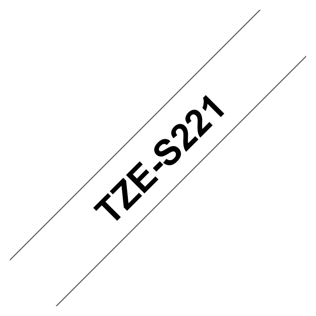 Cinta Brother Tzes221 Negro Sobre Blanco 9Mm X 8M