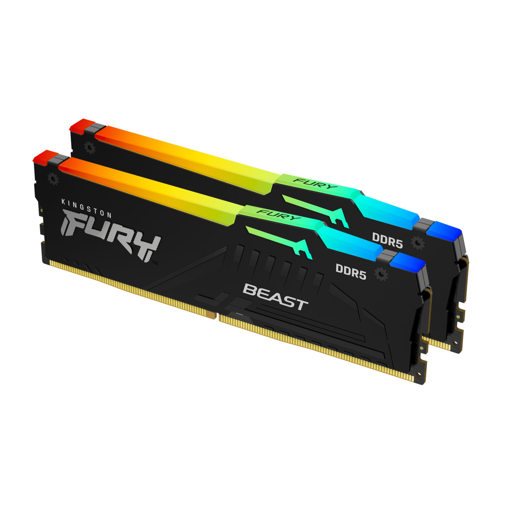 Kit Memoria Ram Kingston Fury Beast Rgb 16Gb 2X 8Gb Ddr5 5200Mhz Cl40 Xmp Kf552C40Bbak2-16