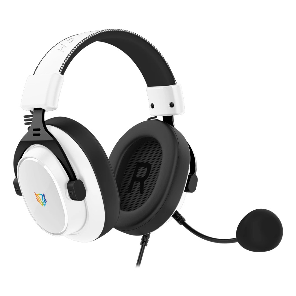Audífonos Gamer Alámbrico Balam Rush Aviator Expert Ha777 Blanco Con Negro Br-941150