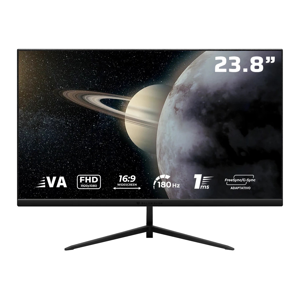 Monitor Gamer Plano Balam Rush Titan 23.8" Fhd 180Hz Hdmi Dp Negro Br-943055