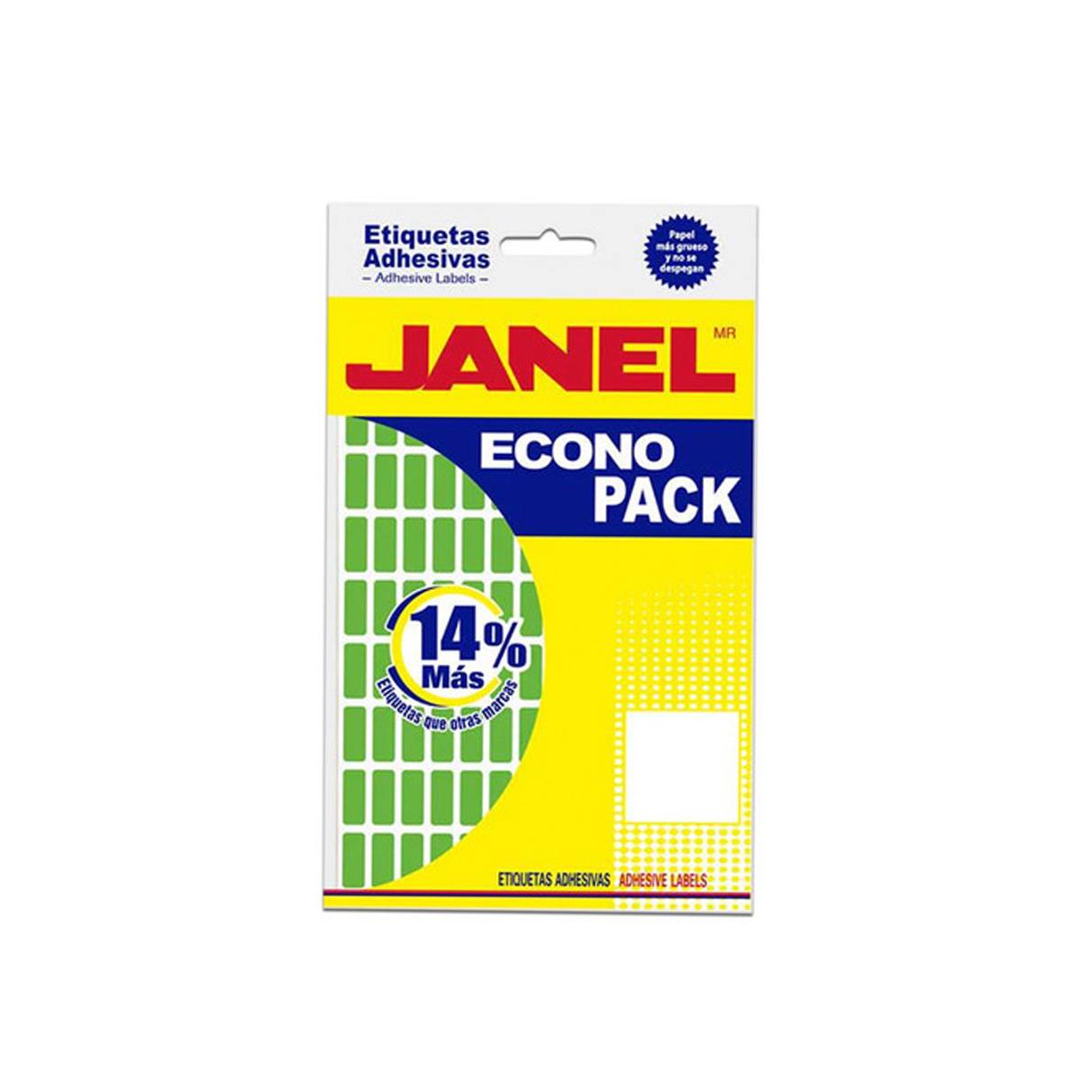 Etiquetas Adhesivas Janel Econopack No 4 Verde 8X20Mm Con 1008 Etiquetas E060820213