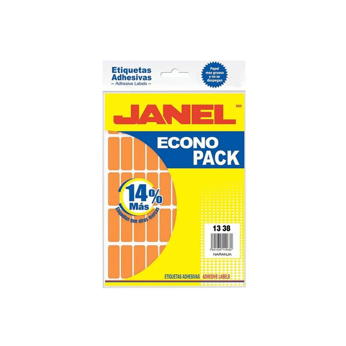 Etiquetas Adhesivas Janel Econopack Fluorescente 13X38Mm Naranja Sobre Con 1120 Etiquetas E061338216