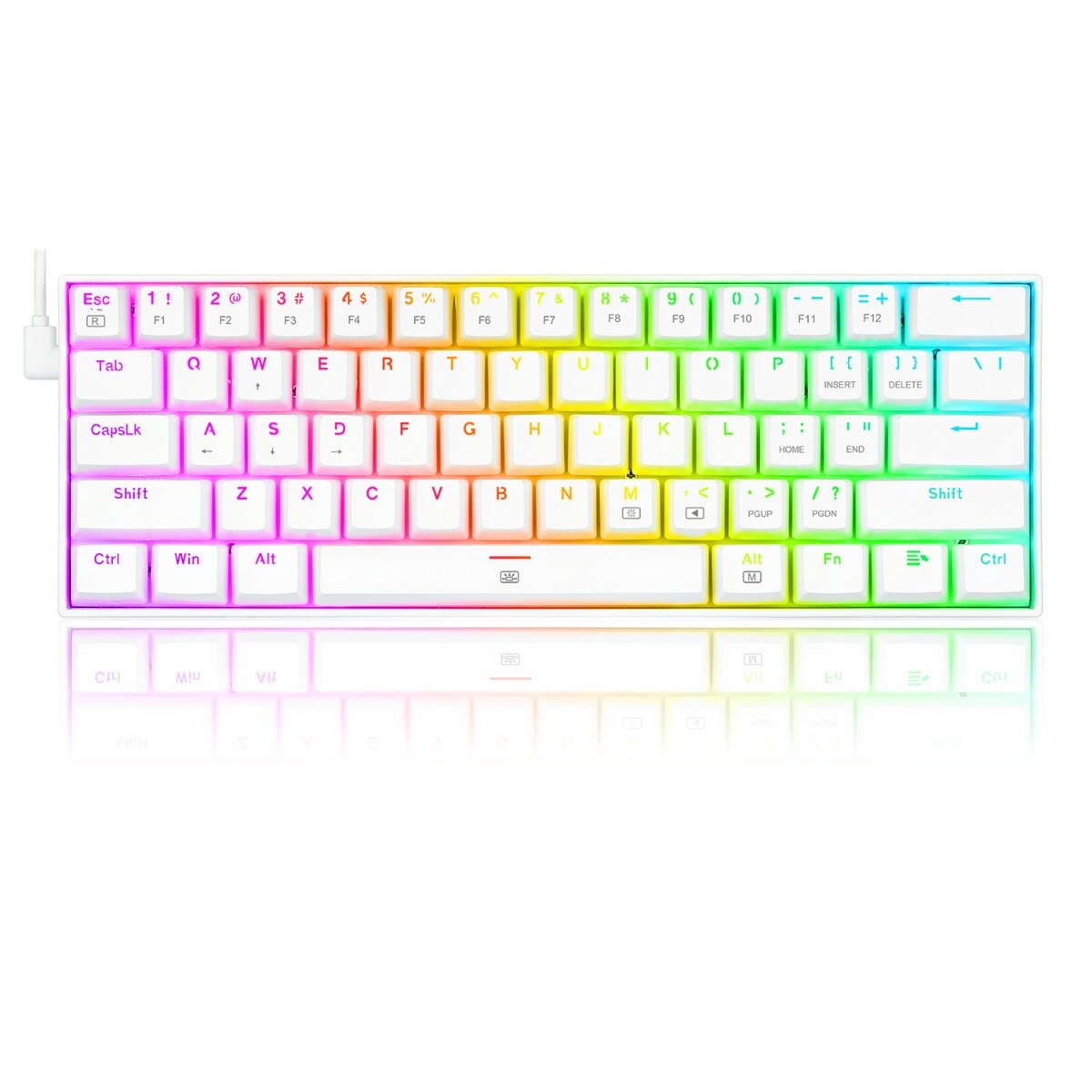 Teclado Mecanico Gamer Redragon Dragonborn K630 60% Blanco Switch Brown