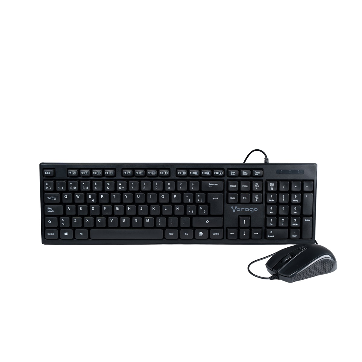 Kit Teclado Y Mouse Vorago Km-108 Alámbrico Usb Multimedia 1600 Dpi Español Para Pc Laptop Negro
