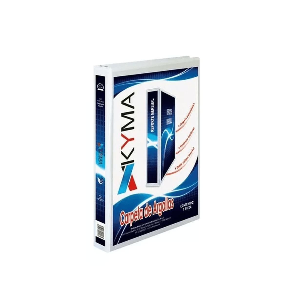 Carpeta Panorámica Kyma De Vinil Tamaño Carta 1/2" Aro En "D" Blanca Cpkcbhd-050-Bca