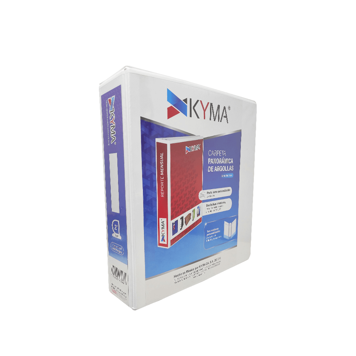 Carpeta Panorámica Kyma De Vinil Tamaño Carta 2" Aro En "D" Blanca Cpkcbhd-200-Bca