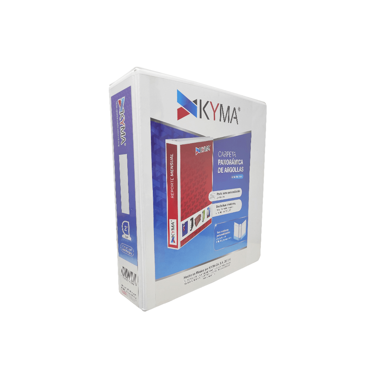 Carpeta Panorámica Kyma De Vinil Tamaño Oficio 2" Aro En "D" Blanca Cpkcbhd-200-Bcof