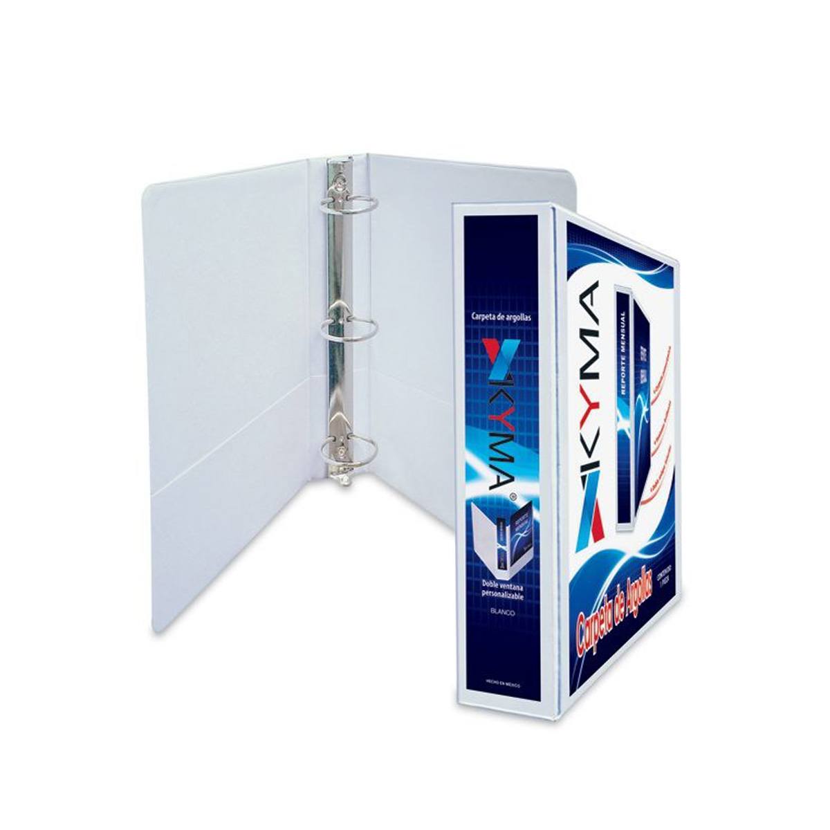 Carpeta Panorámica Kyma De Vinil Tamaño Carta 2 1/2" Aro En "O" Blanca Cpkcbho-250-Bco