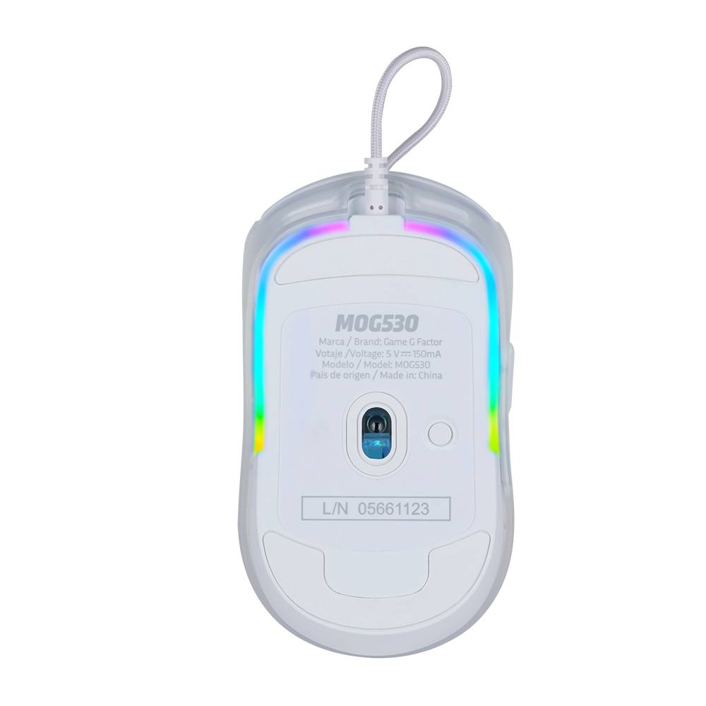 Mouse Gamer Game Factor Mog530-Wh Rgb Sensor Pixart 3327 12,000 Dpi 6200 Fps Con Software Blanco