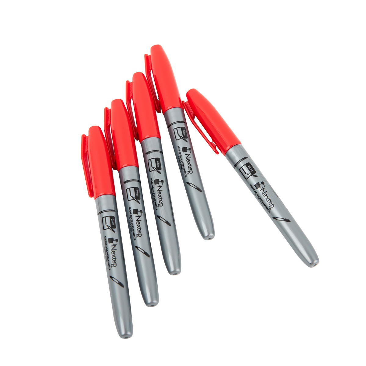 Marcador Permanente Nextep Punto Fino 2Mm Rojo Paq C/12 Pzas NE-071