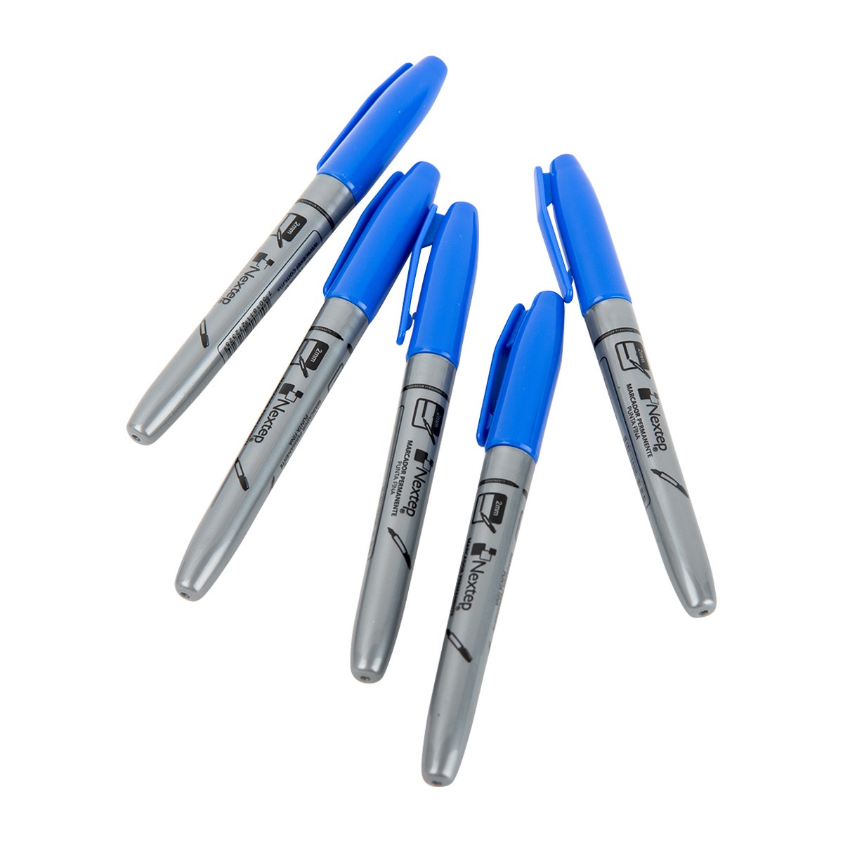 Marcador Permanente Nextep Punto Fino 2Mm Azul Paq C/12 Pzas NE-072