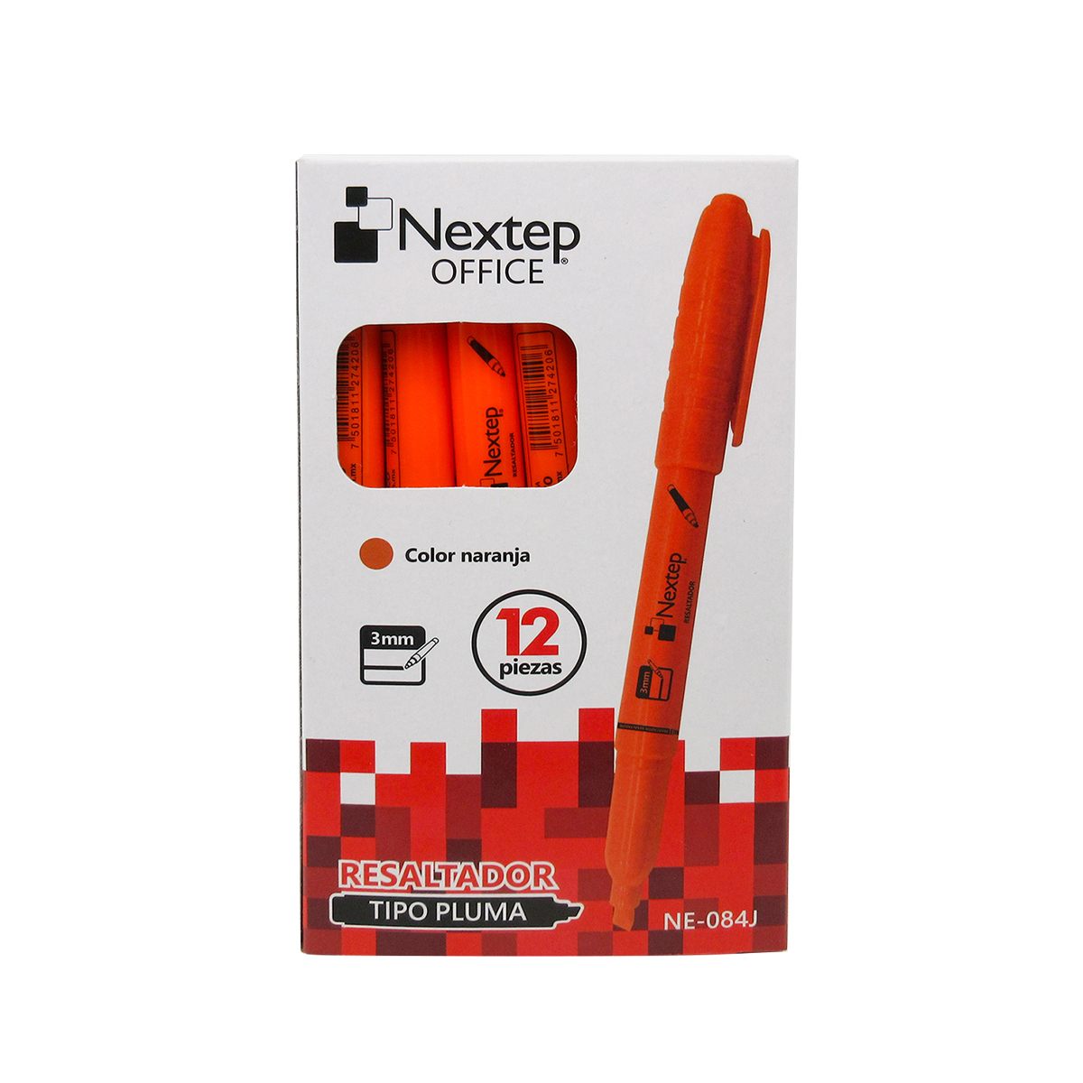 Marca Textos Tipo Pluma Office Nextep Ne-084J Naranja 12 Piezas