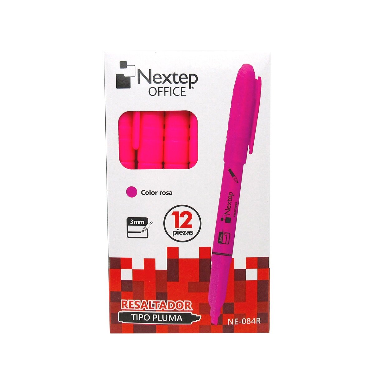 Marca Texto Nextep Ne-084R Tipo Pluma Tinta Rosa 12 Piezas