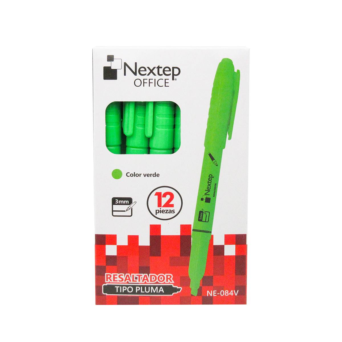 Marca Texto Nextep Ne-084V Tipo Pluma Tinta Verde 12 Piezas
