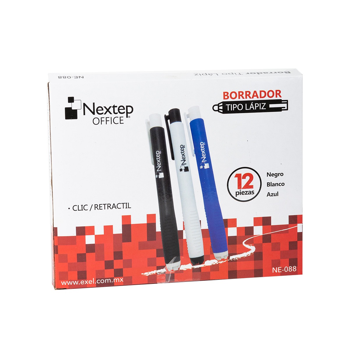Borrador Tipo Lapiz Nextep Clic/Retractil Paq C/12 NE-088