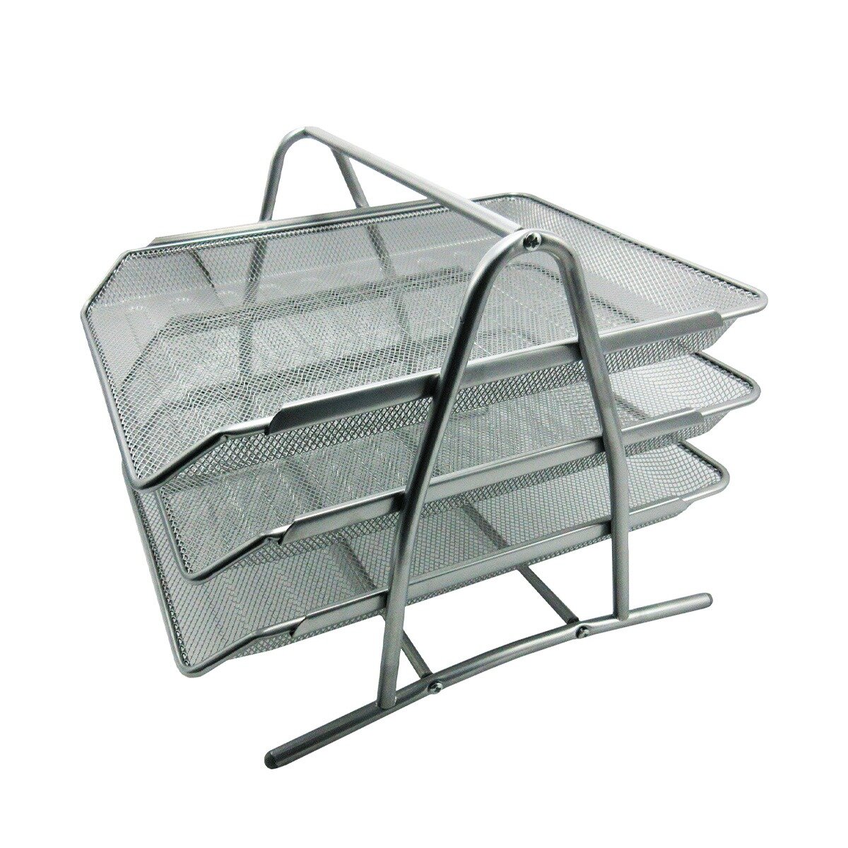 Charola Organizadora Malla Metal Nextep De 3 Niveles Plata Tipo Oficio