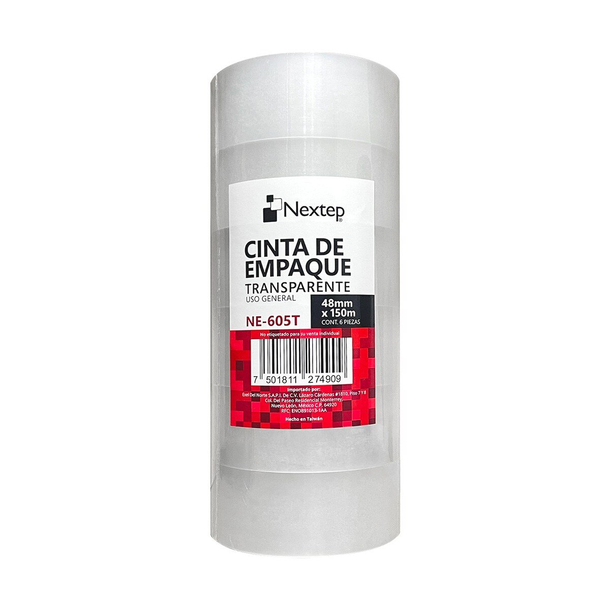 Cinta Empaque Transparente Uso General Nextep Ne-605T 48 Mm X 150 Mts 6 Piezas