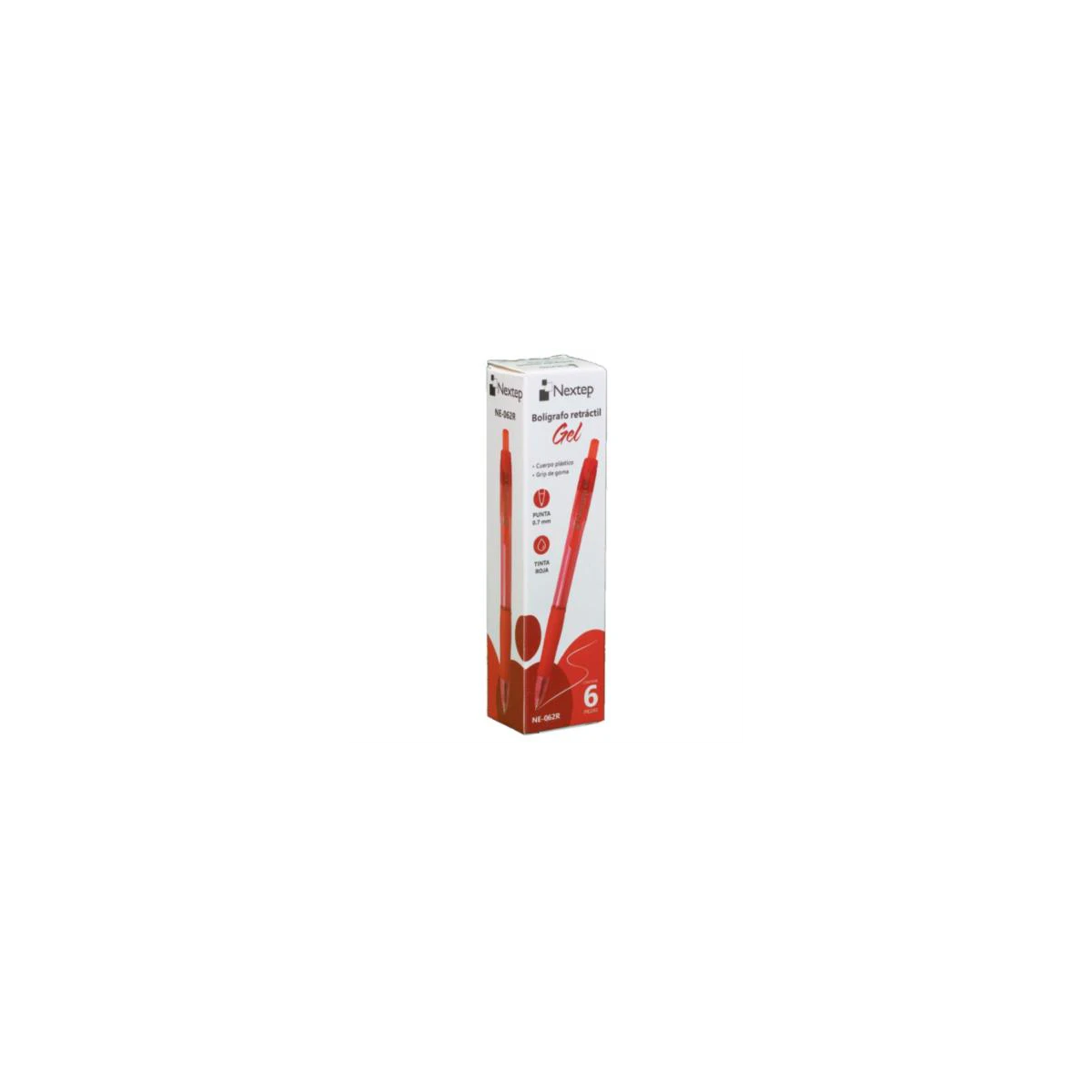 Boligrafo Nextep Ne-062R De Gel Punto Medio 0.7Mm Tinta Roja 6 Piezas