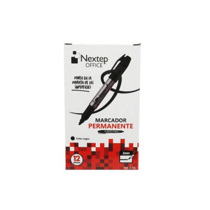 Bundle Marcador Permanente Nextep Ne-070 B Punta Fina 2Mm Negro 12 Piezas