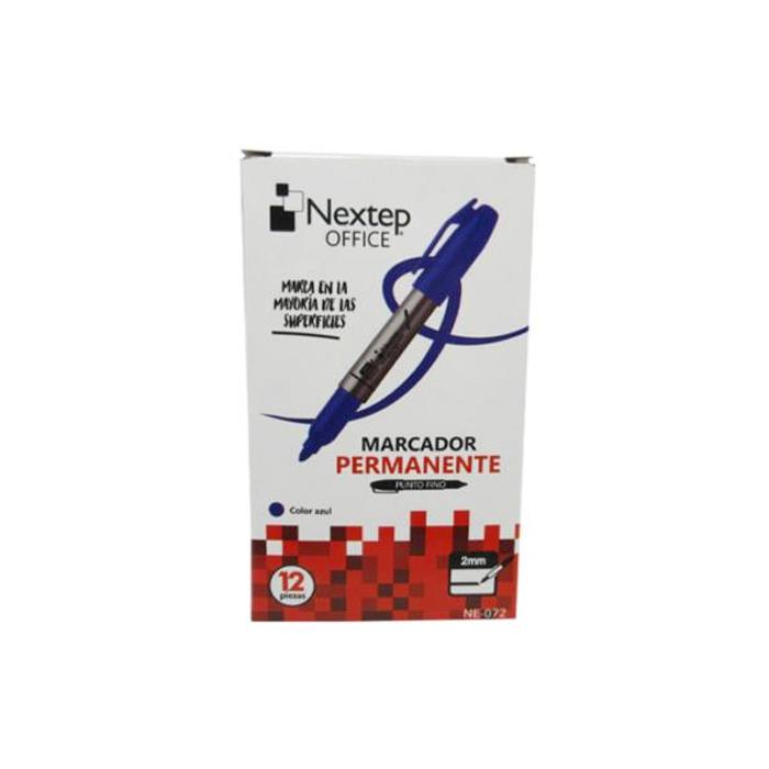 Bundle Marcador Permanente Nextep Ne-072 B Punta Fina 2Mm Azul 12 Piezas