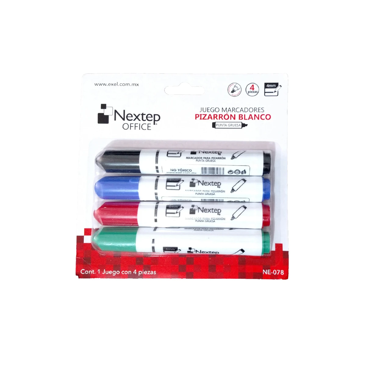 Bundle Marcador Para Pizarrón Nextep Ne-078 B Punta Gruesa 4 Paquetes De 4 Piezas Color Surtido