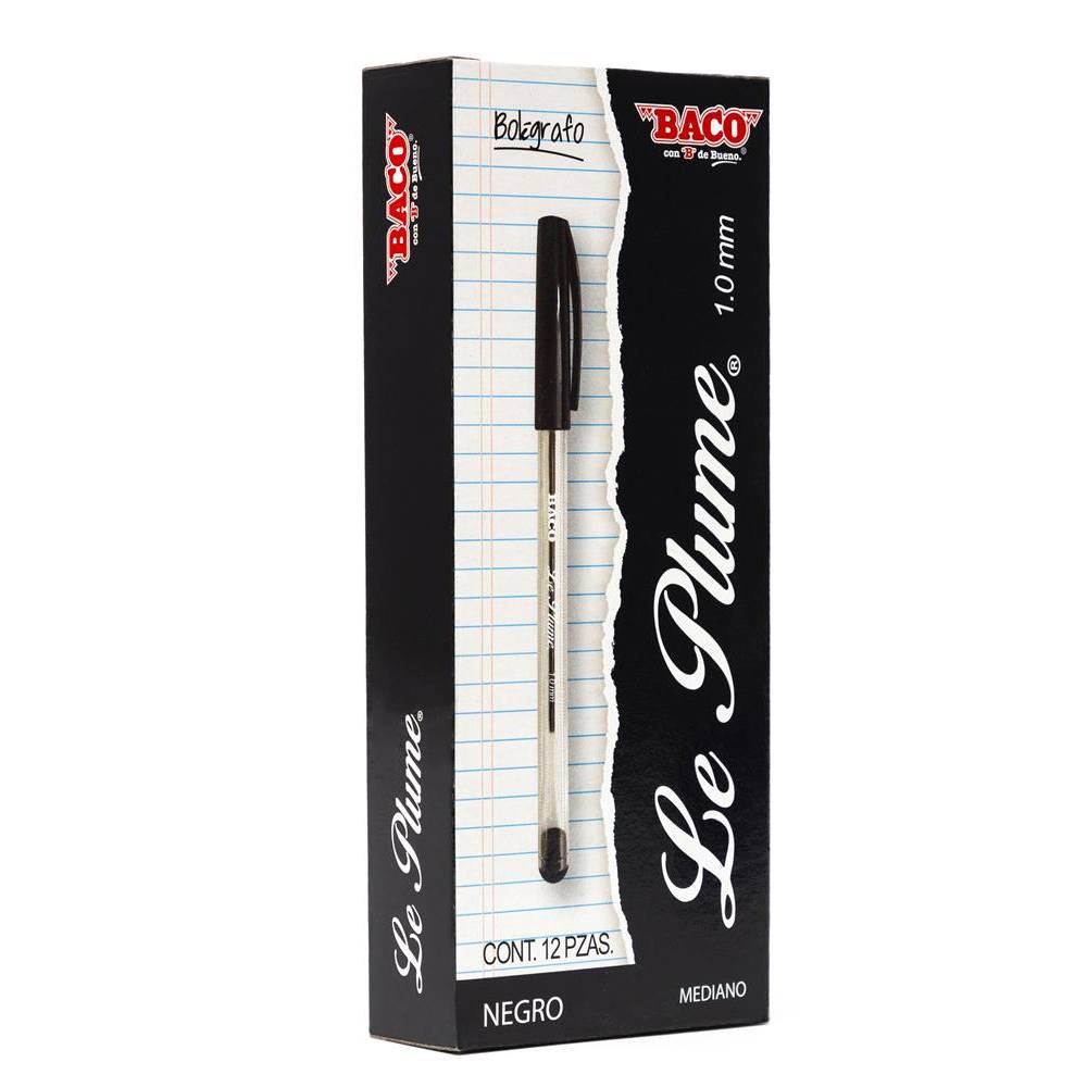 Boligrafo Baco Le Plume 1.0Mm Negro Caja Paq C/12