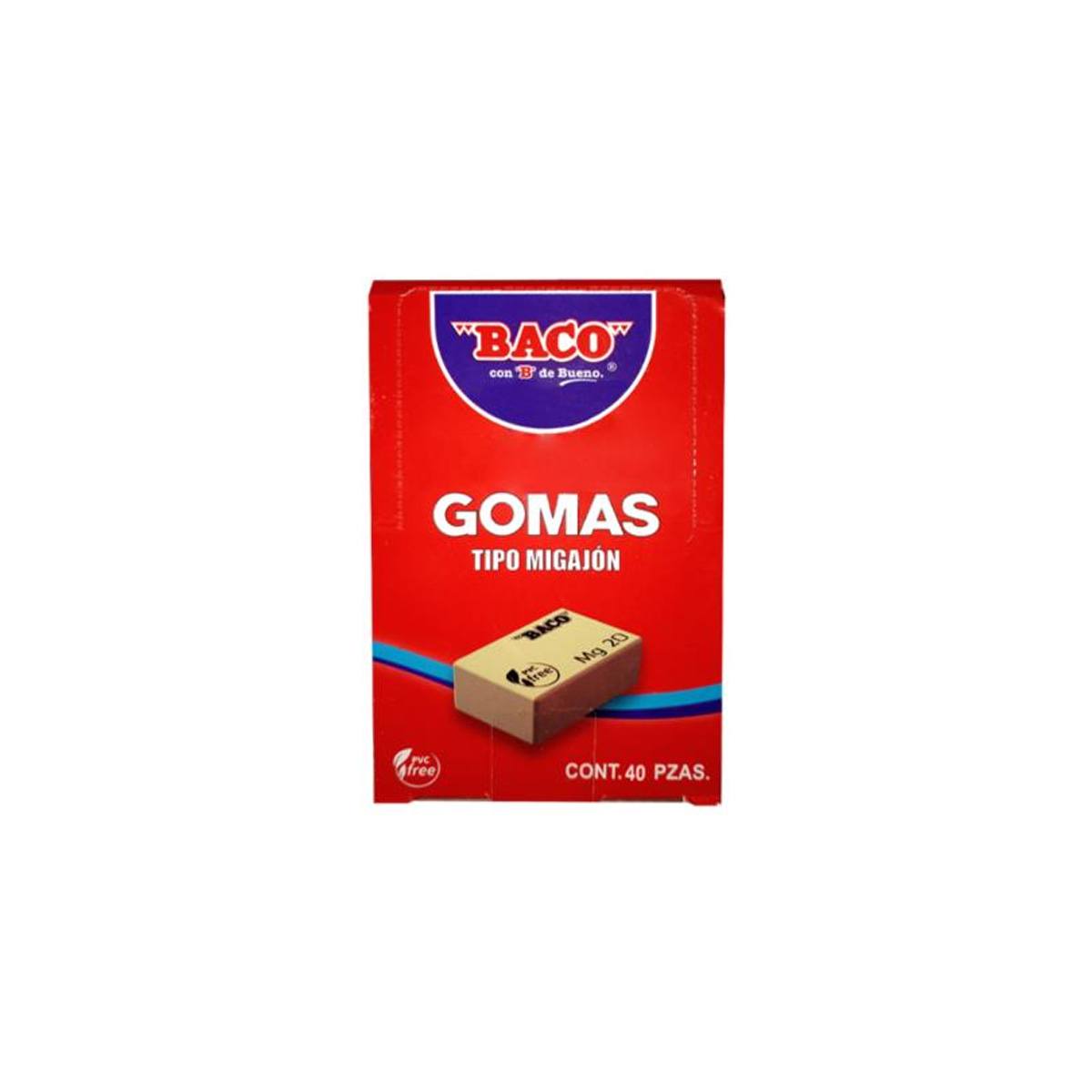 Goma Baco Migajon Mg-40 Caja C/40 Pzas Articulos Escolar Y Oficina