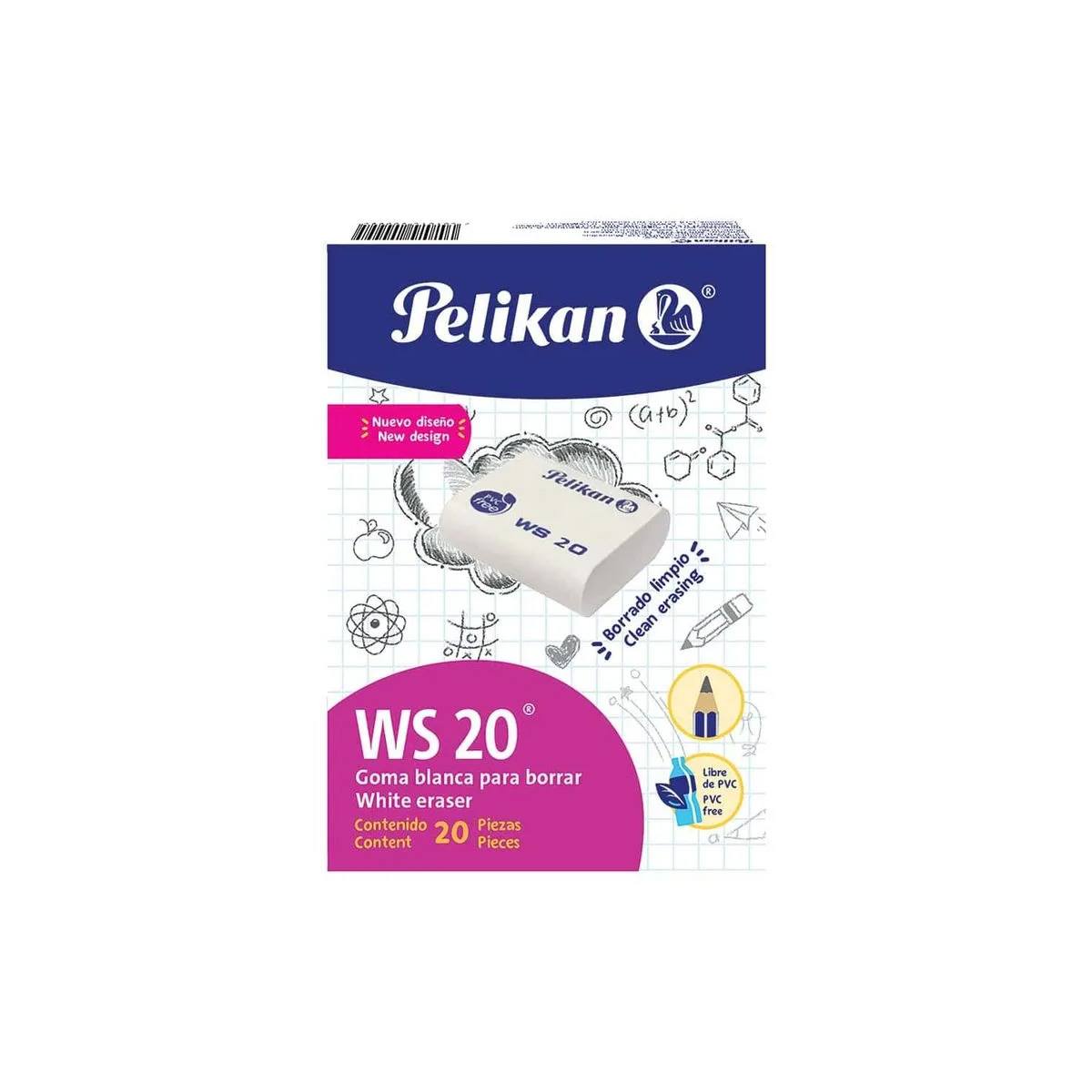 Borrador Pelikan Ws-20 Lapiz Blanco C/20 Articulos Escolar Y Oficina