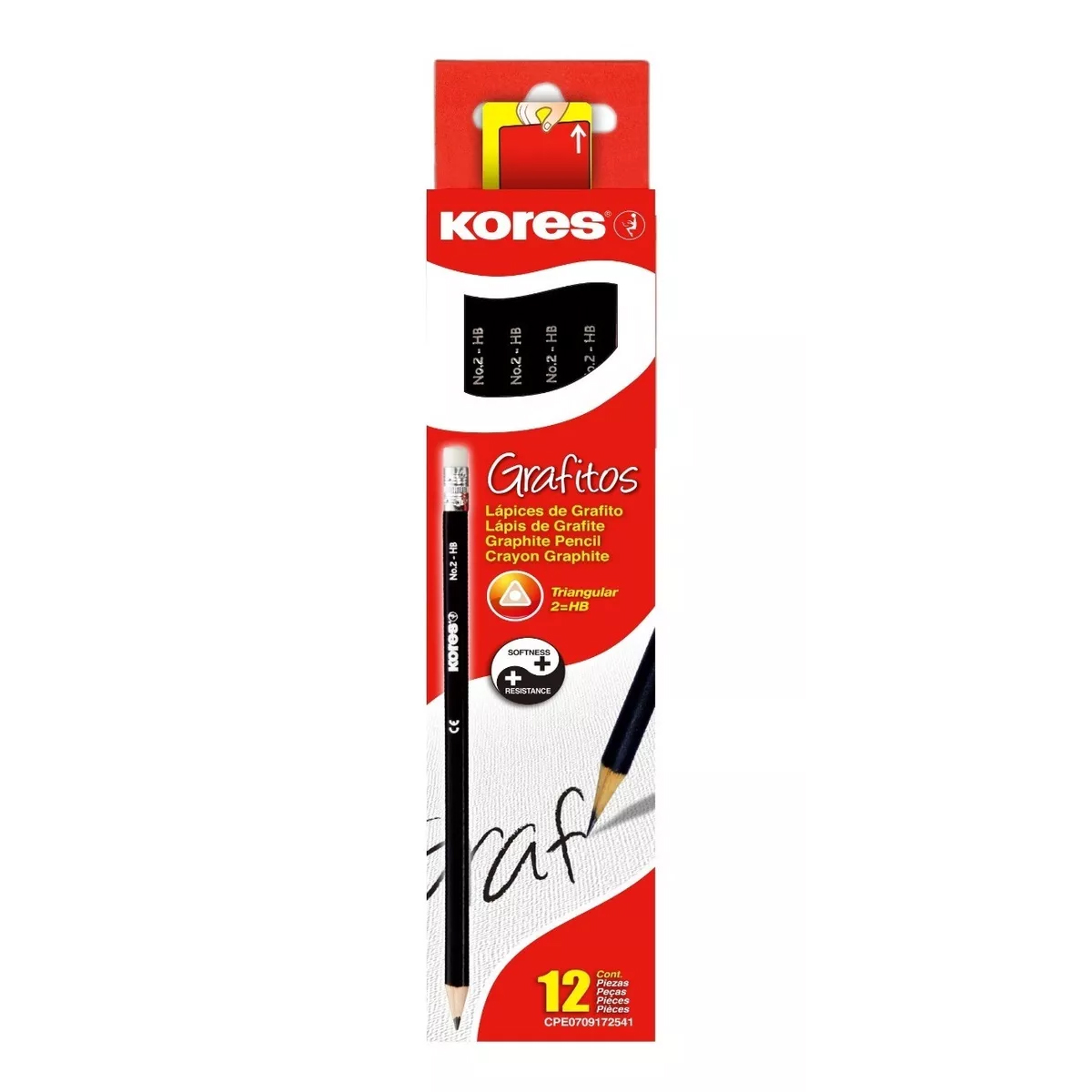 Lapiz Grafito Kores Triangular Negro 2Hb Paq C/12