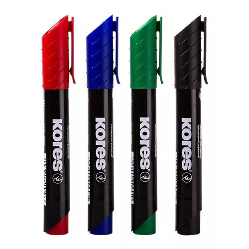 Marcador Kores Permanente Plastico C/4 Colores