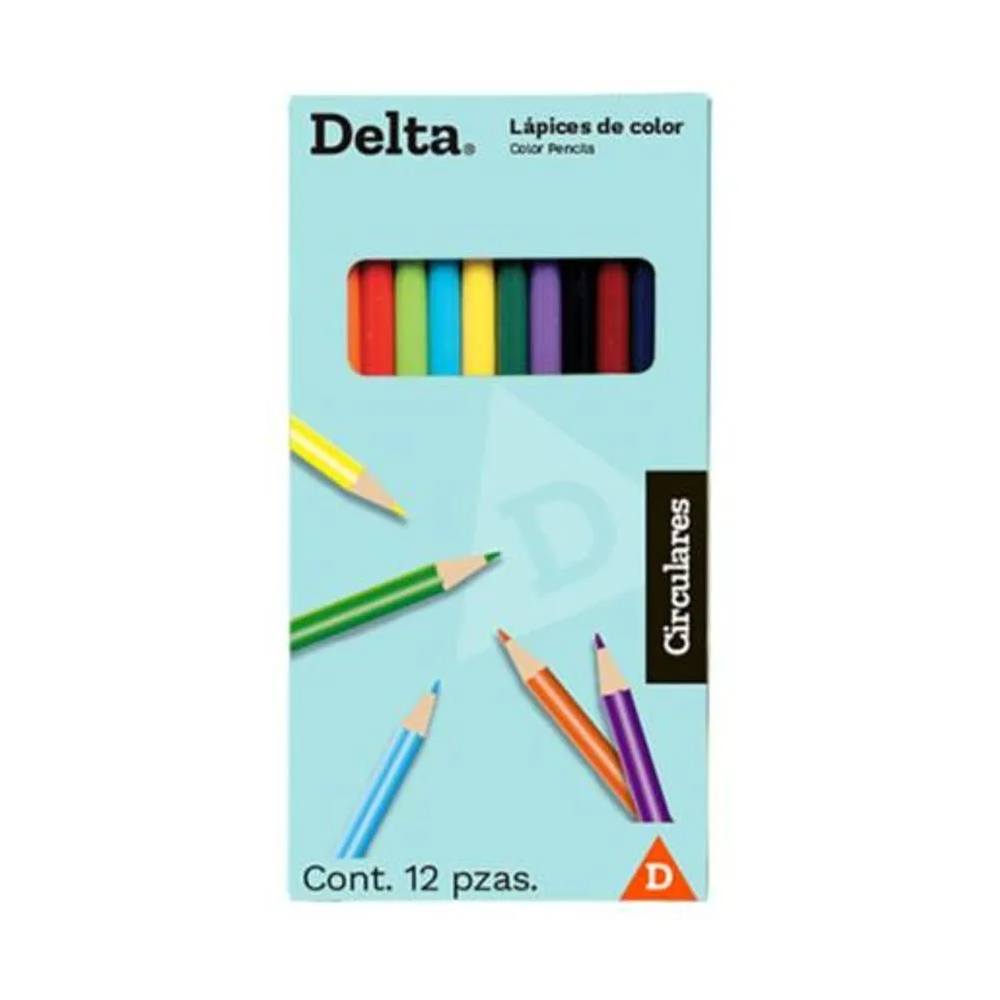 Colores Barrilito Delta Redondos Largos Paq C/12 Pzas