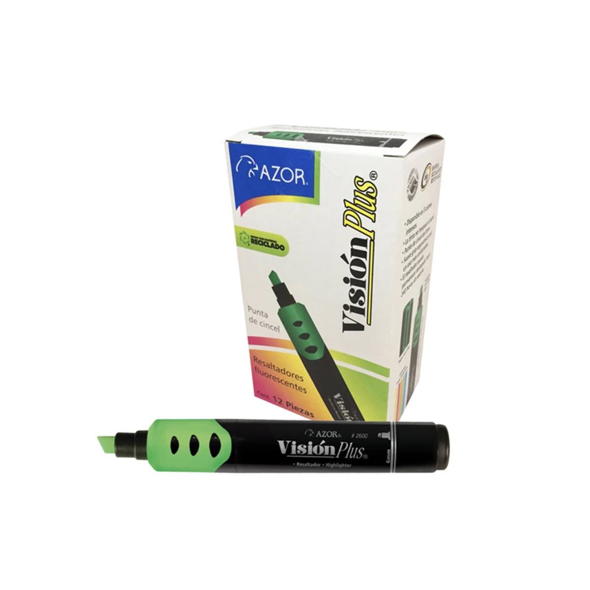 Resaltador Vision Plus Azor 2600Ve Verde Paq C/12