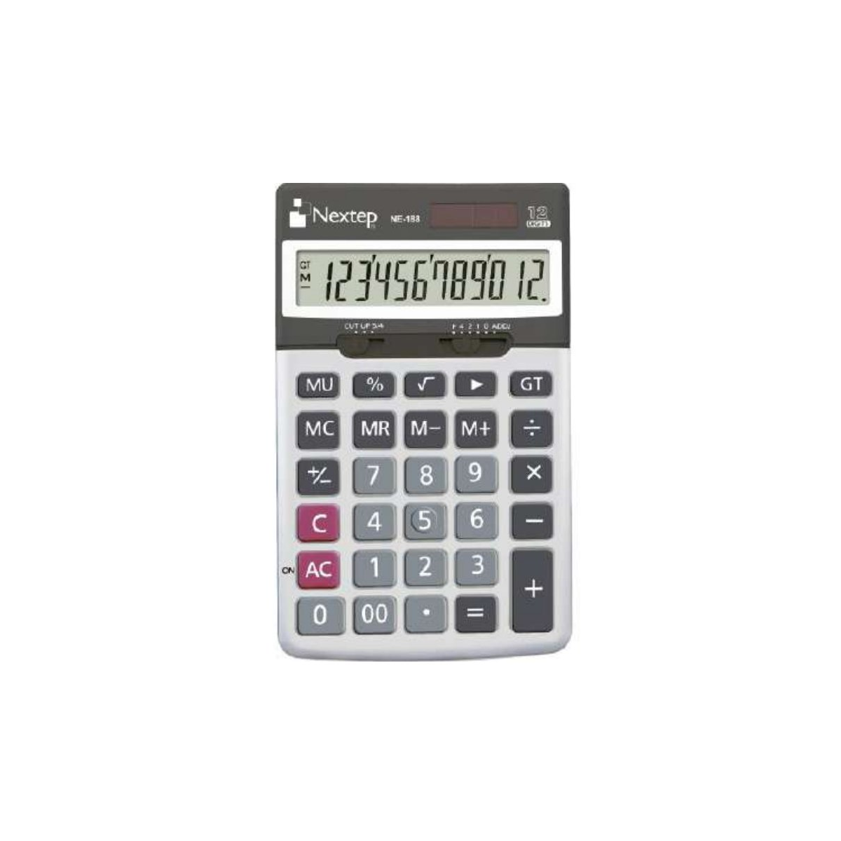 Calculadora Nextep 12 Digitos Cubierta Metalica Semiescritorio Solar