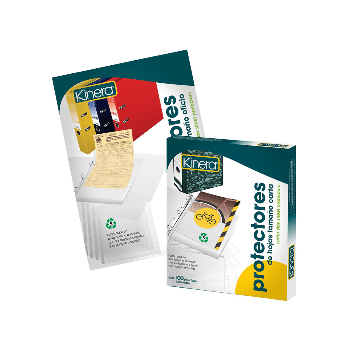 Protector Hojas Kinera Oficio Caja Paq C/50