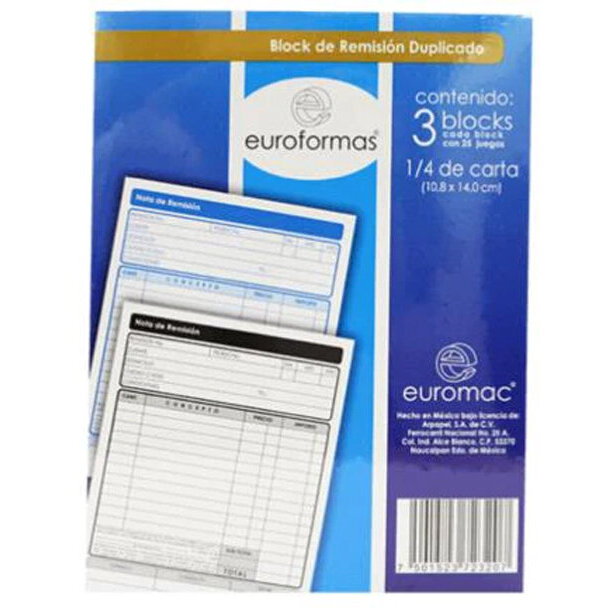 Block Euroformas Remision Dulica 1/4 25 Jgs 3 Blocks