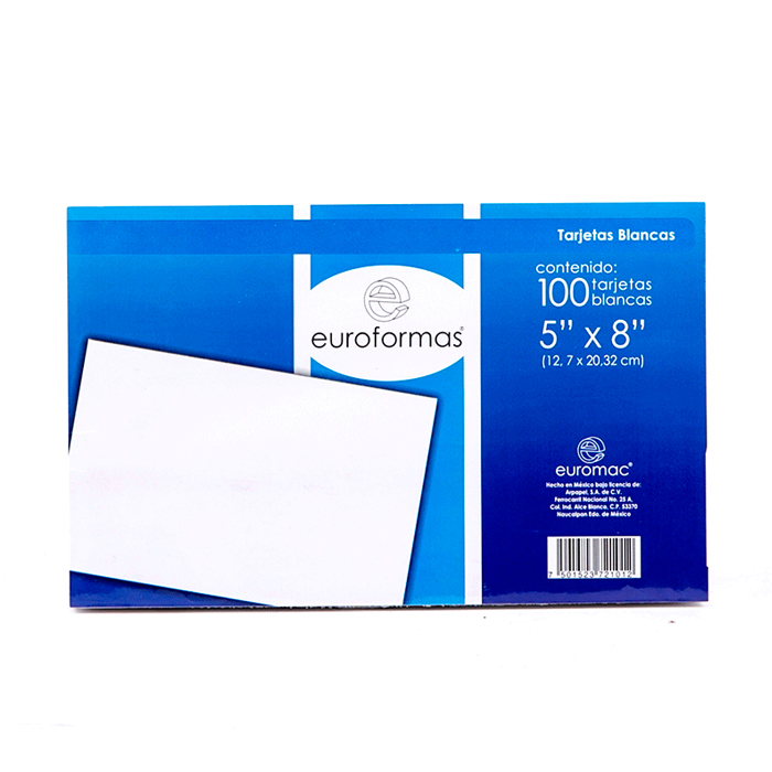 Tarjeta Euroformas Bibliografica Blanca 5X8 C/100