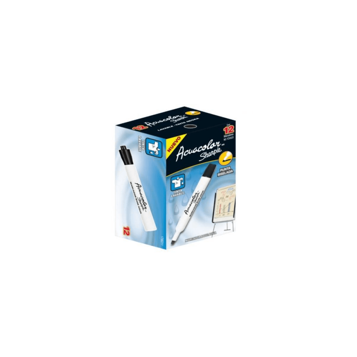 Marcador Berol Base Agua Acuacolor Negro Paq C/12