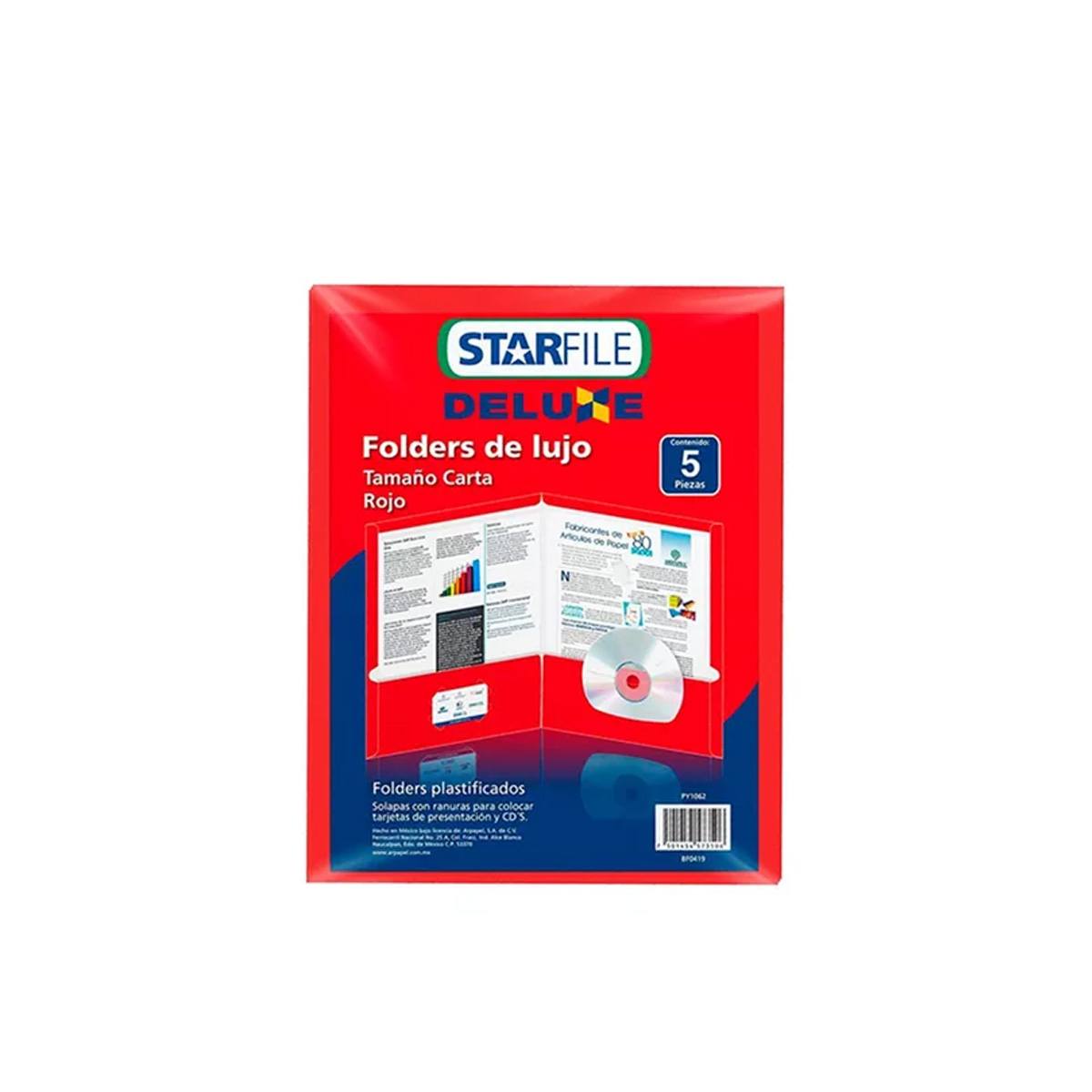 Folder Mapasa Deluxe Rojo Carta 24X30 C/5Pza