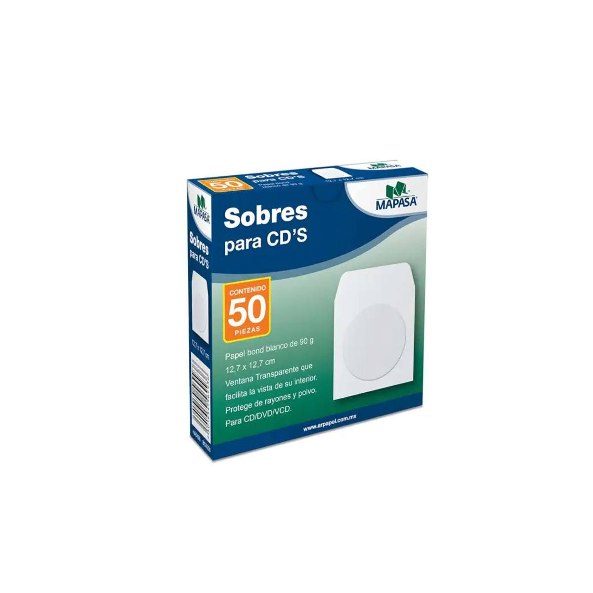 Sobre Mapasa Cd 12.7X12.7Cm Color Blanco Paq C/50
