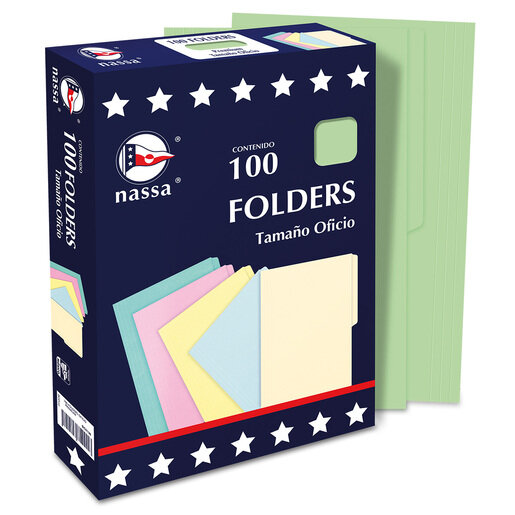 Folder Nassa Premium Oficio Verde C/100 Piezas