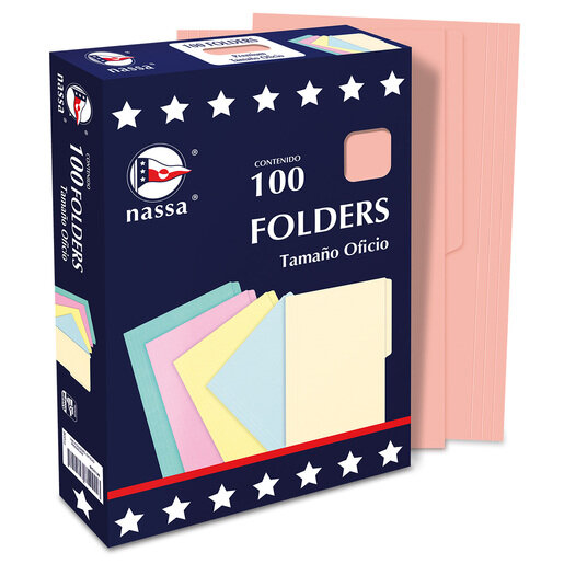 Folder Nassa Premium Oficio Rosa C/100 Piezas