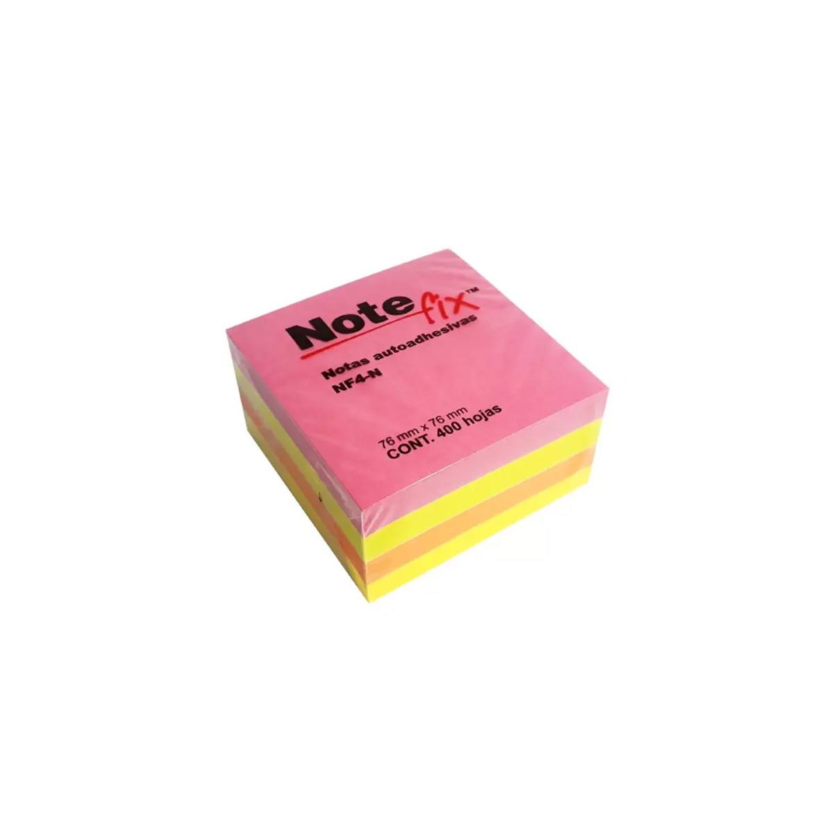 Notas 3M Adhesivas Note Fix 3X3 Neon 4 Blocks 100Hjs