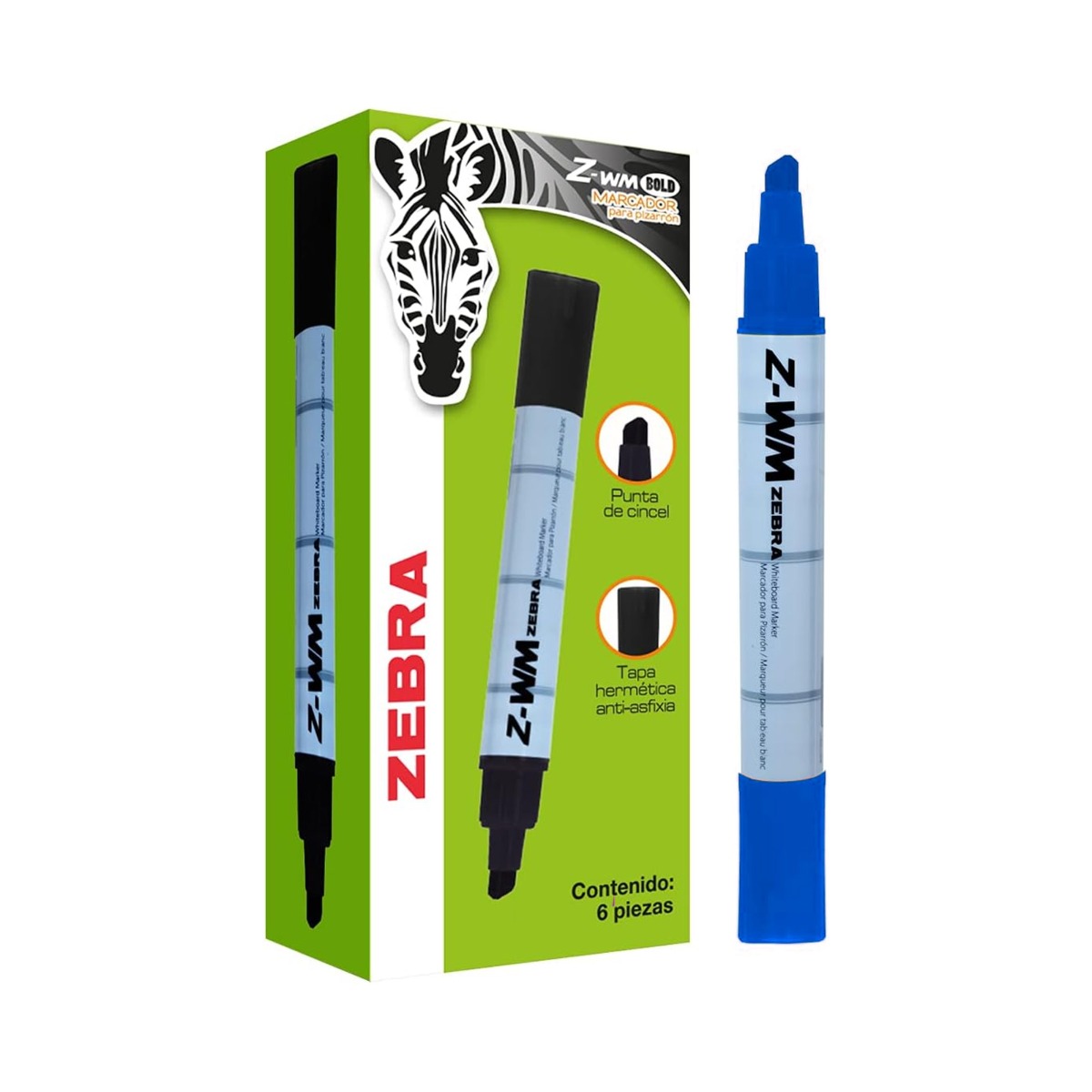 Marcador Zebra Z-Wm Bold Pizarron Blanco Color Azul