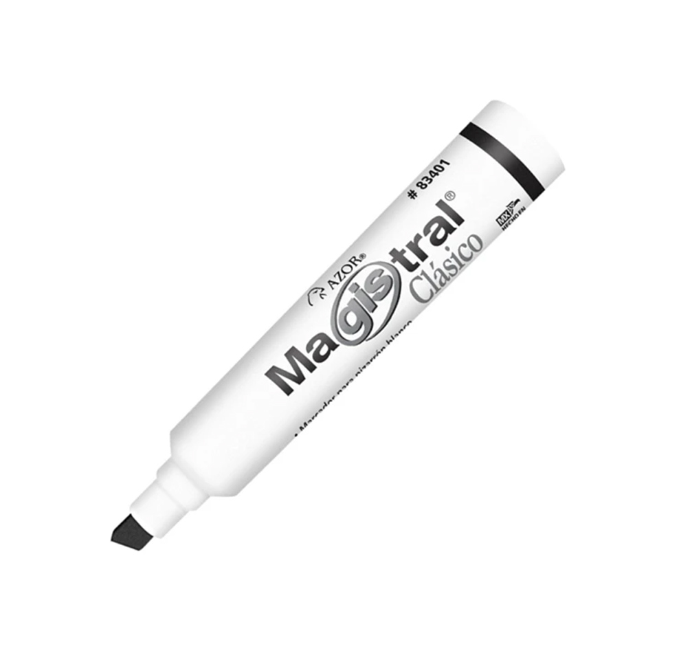 Marcador Magistral Clasico Plastico Pizarron Blanco Negro C/12 Pzas