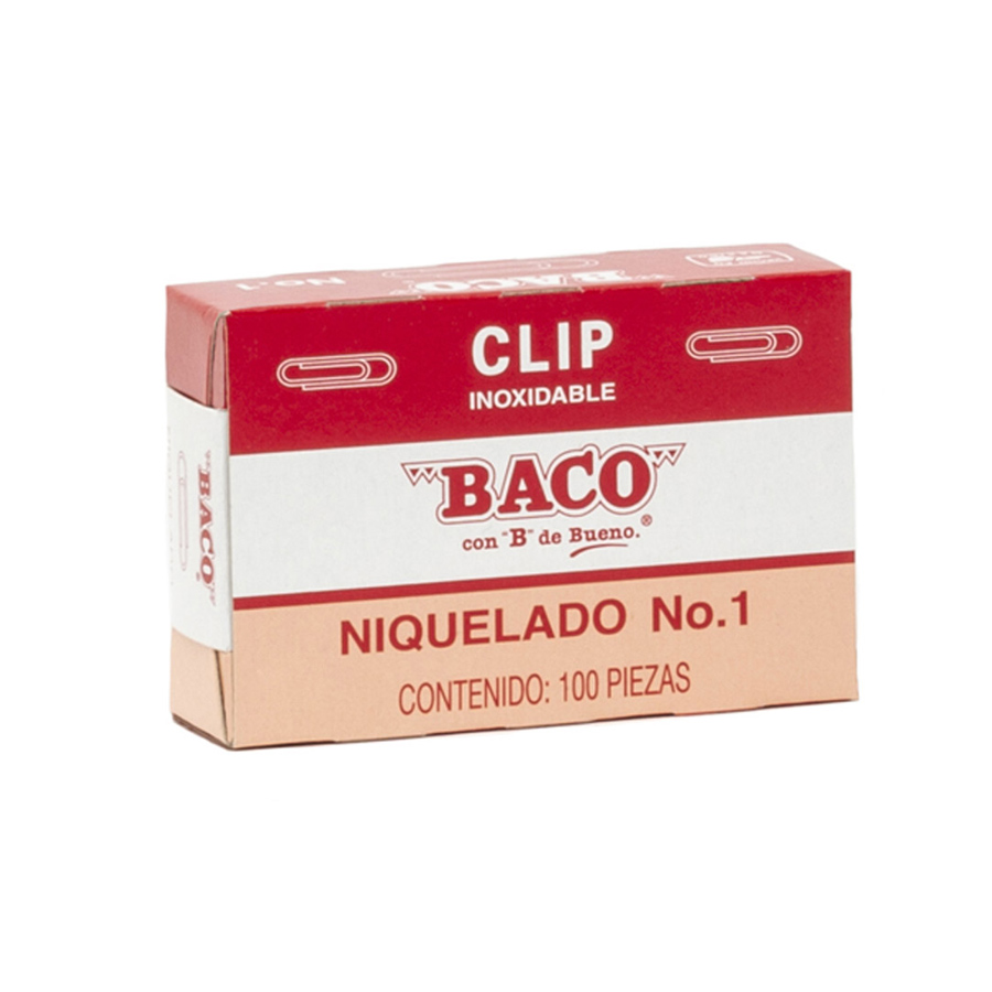 Clip Baco Niquelado 1 Paquete C/10 C/U Articulos Escolar Y Oficina