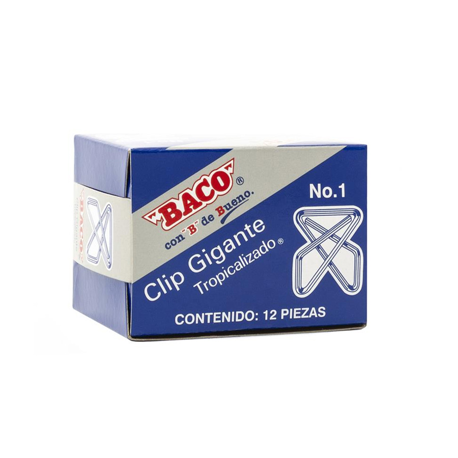 Clip Baco Gigante 1 Zincado Paq C/12 Articulos Escolar Y Oficina