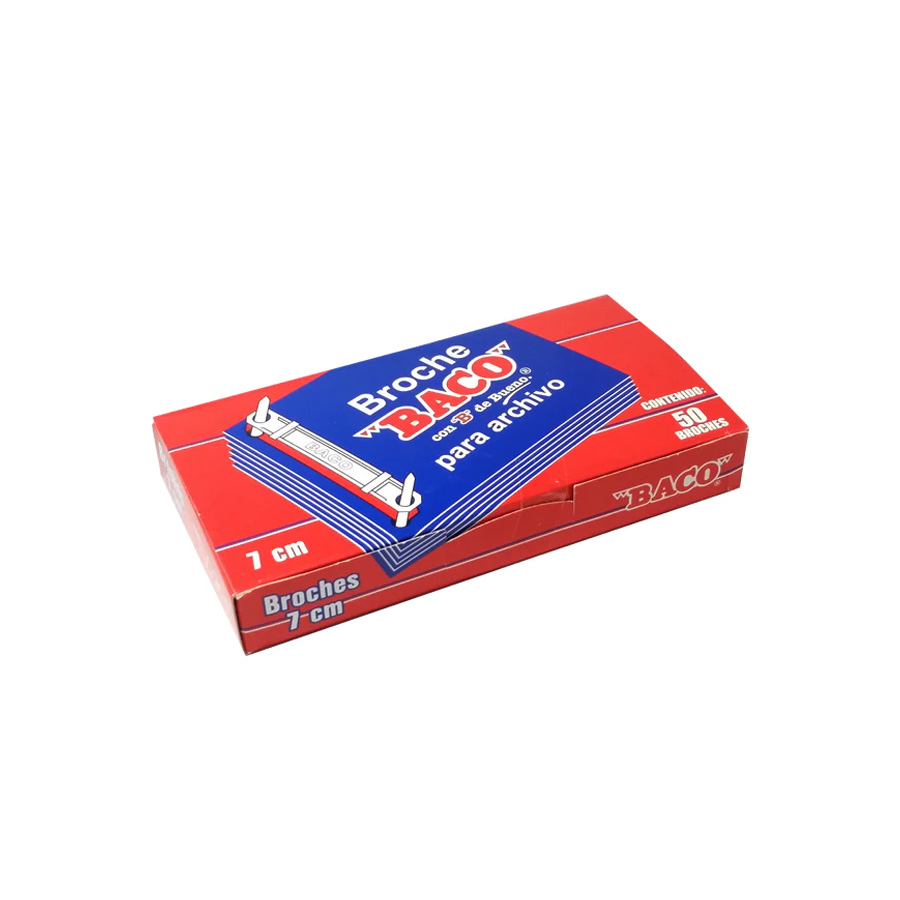 Broche Baco Economico Caja Roja De 7 Cms Paq C/50 Pzas