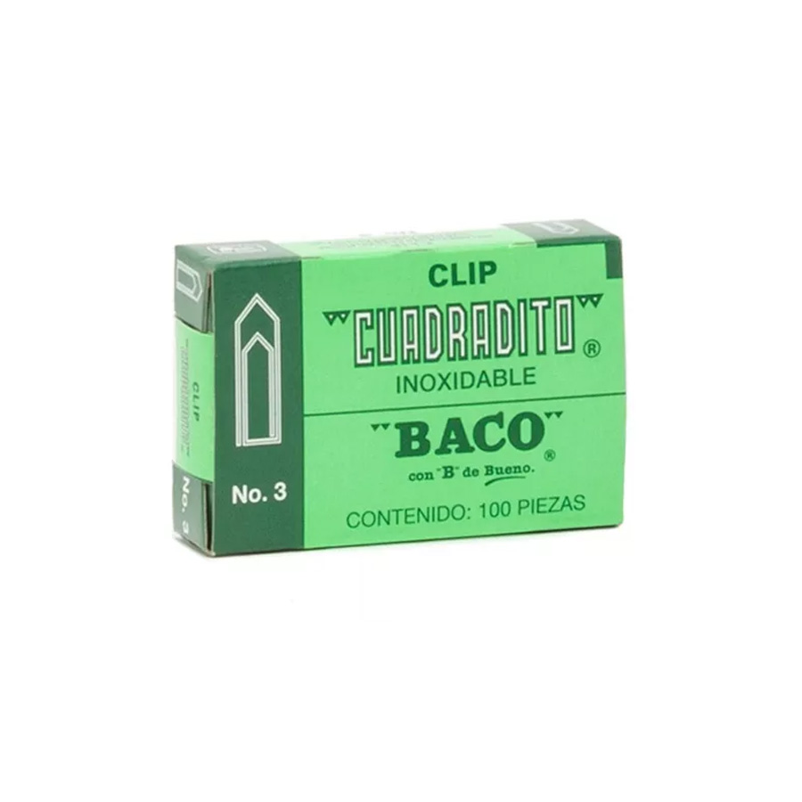 Clip Baco Cuadradito 3 C/10 Articulos Escolar Y Oficina