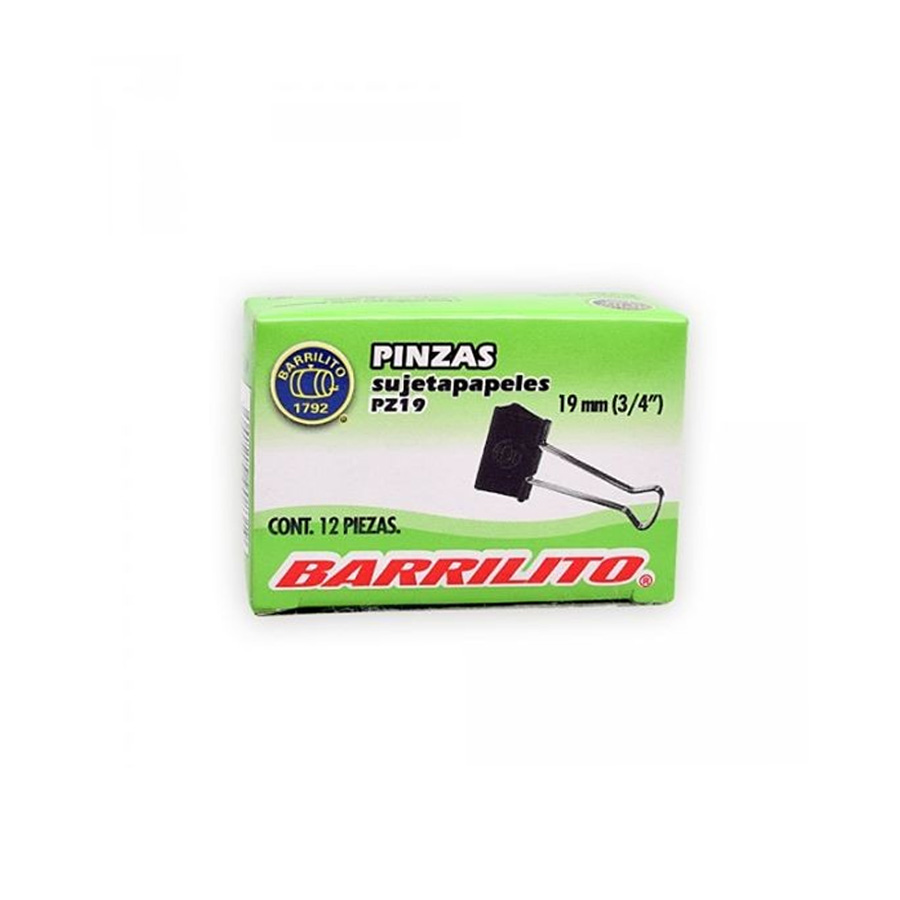 Sujeta Documentos Barrilito 19Mm 3/4" Caja Paq C/12 Pzas